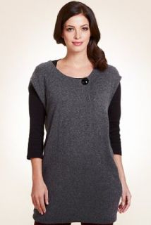 Per Una Cap Sleeve Button Detail Knitted Tunic with Wool   Marks 