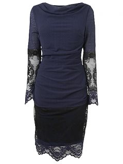 Buy Phase Eight Lace Cowl Neck Dress, Sapphire online at JohnLewis 
