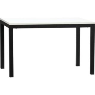 Parsons White Top 48x28 Dining Table with Natural Dark Steel Base 