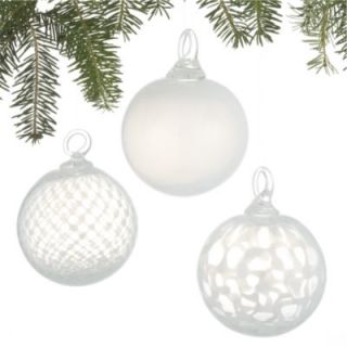 Set of 3 Art Glass White Ball Ornaments Available in White $20.95