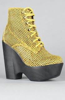 Jeffrey Campbell The Tardy Shoe in Yellow and Black Hearts  Karmaloop 