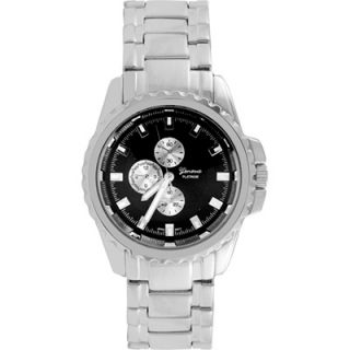Geneva Mens Platinum Silver Round Bezel Link Watch
