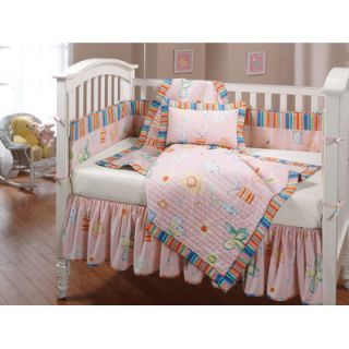 American Mills Happy Flowers Pink Quilted Crib Bedding Set
