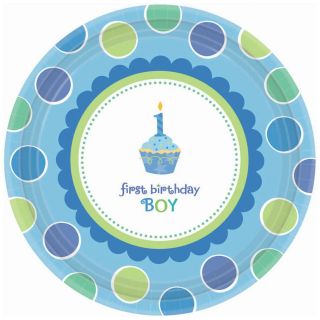 Amscan Sweet Little Cupcake Boy Lunch Plate   18 ct   