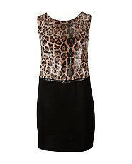 Brown Pattern (Brown) Koko Leopard Print Sequin Bodycon Dress 