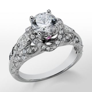 Monique Lhuillier Heirloom Diamond Engagement Ring in Platinum  Blue 