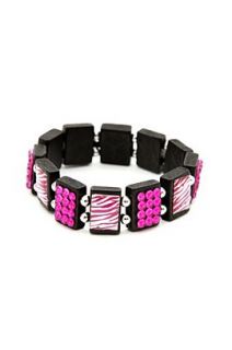 Zebra Pink Bling Wood Stretch Bracelet   168051