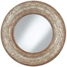 Antique Gold 33 Cracked Mosaic Round Wall Mirror