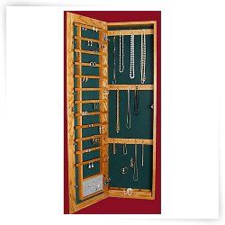 Recessed Wall Mounted Wooden Jewelry Armoire
