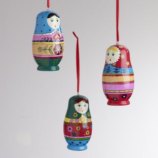 Wood Russian Doll Ornaments, Set of 3  World Market