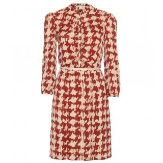 Burberry Brit   LEILA HOUNDSTOOTH PRINTED SILK DRESS    