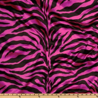 Charmeuse Satin Zebra Fuschia/Black   Discount Designer Fabric 