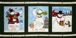 Moda Share The Joy Snowman Panel Evergreen   Discount Designer Fabric 