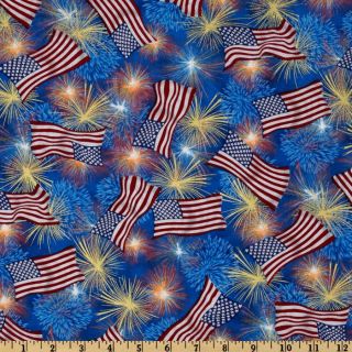 Patriotic Fireworks Red/White/Blue   Discount Designer Fabric 