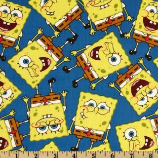 Spongebob Packed Spongebob Royal Blue   Discount Designer Fabric 