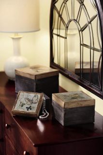 Worldly Butterfly Wood Boxes   Set of 3   Table Accents   Home 