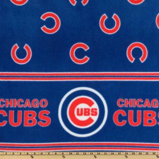 MLB Fleece Chicago Cubs Double Border Blue/Red   Discount Designer 