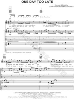 Image of Skillet   One Day Too Late Guitar Tab    & Print