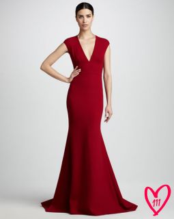 T5ESC Carmen Marc Valvo Couture BG 111th Anniversary Deep V Gown