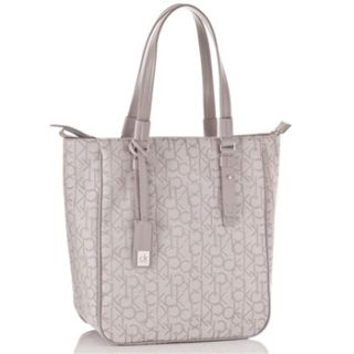 Calvin Klein Silver Jacquard Logo Print Shopping Bag