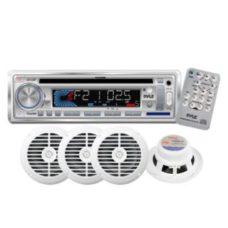 Pyle PLMR113 Marine AM/FM/CD/ Receiver Package With Four 6.5 