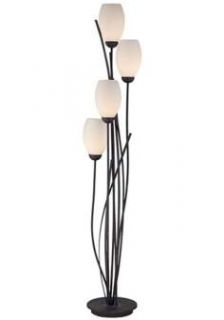 Black Metal and White Glass Tulip 4 Light Floor Lamp
