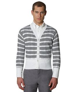 Double Layer Stripe Cardigan   Brooks Brothers