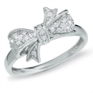 10 CTW. Diamond Bow Ring in 10K White Gold   Rings   Zales