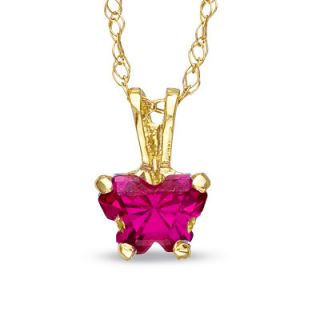 BFly® Childs Lab Created Ruby Butterfly Pendant in 14K Gold   14 