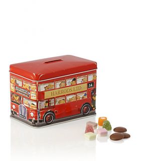Harrods London Bus Tin with Dolly Mixture & Chocolate Buttons (200g)