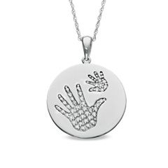 Tiny Toes™ 1/6 CT. T.W. Diamond Two Hands Disc Pendant in 10K 