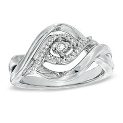 10 CT. T.W. Diamond Twist Split Shank Ring in Sterling Silver   Size 