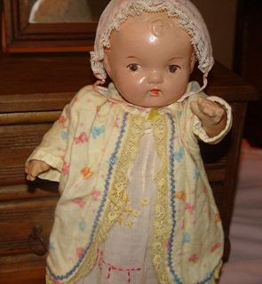 12 COMPOSITION DOLL MOLDED CURLS JOINTED SAYS BETTY ON DRESS PAINTED 