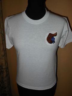 English Saddle and Blue Ribbon Custom Embroidered T Shirt Girls Medium