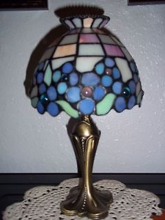 Partylite mosaic glass lamp with brass base votive holder excellent 