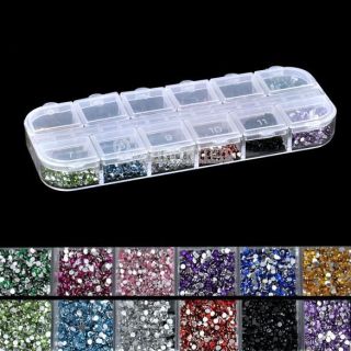   new 3000pcs 12 Color 1.5mm Teardrop Nail Art Rhinestones Glitters Gems