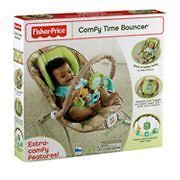 Fisher Price Comfy Time Infant Bouncer Seat Green/Beige BRAND NEW