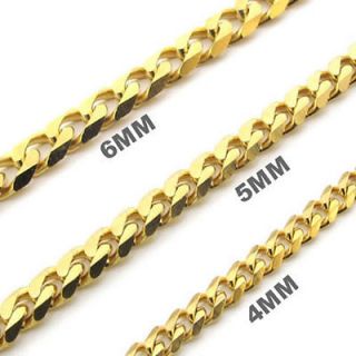   6mm 10 40 Gold Tone Mens Stainless Steel Necklace Link Chain AU21200