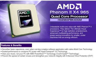 AMD Phenom II X4 965 3.4GHz Quad Core BE CPU OEM Product Details
