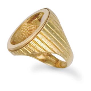 Jewelco London 9ct Gold Coin Mount Ring ribbed sides   Sovereign 10th 