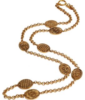 Chanel Vintage Jewelry Golden 80s Oval Sun Long Necklace  Damen 