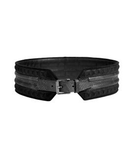 Belstaff Black Embossed Leather/Suede Corston Belt  Damen 