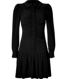 Valentino R.E.D. Black Draped Lace Trim Dress  Damen  Kleider 