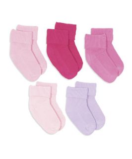 Mothercare Multi Pink Turn Over Top Socks  5 Pack   socks   Mothercare