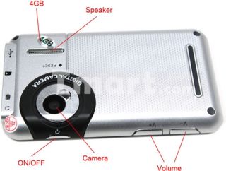 4GB 2.8 Touch Screen MP4 with FM/Camera Function Silver   Tmart