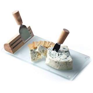 Picnic Plus Geneva Tempered Glass Cheese Board with Serving Tools