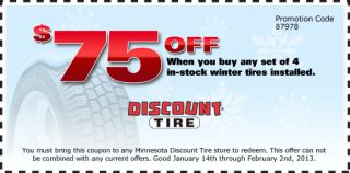 75 Off when you buy any set of 4 in stock winter tires installed. You 