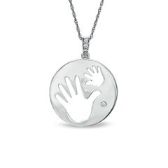 Tiny Toes™ Diamond Accent Mother and Baby Hands Pendant in 10K White 