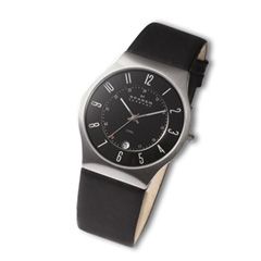 Mens Skagen Black Leather Strap Watch (Model 233XXLSLB)   Zales