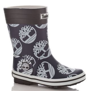 Timberland Kids Navy/White All Over Logo Wellington Boots